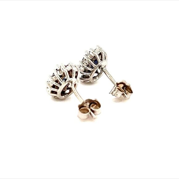 Natural Sapphire Diamond Stud Earrings 14k Gold 0.90 TCW Certified $2,450 215613 - Picture 3 of 9